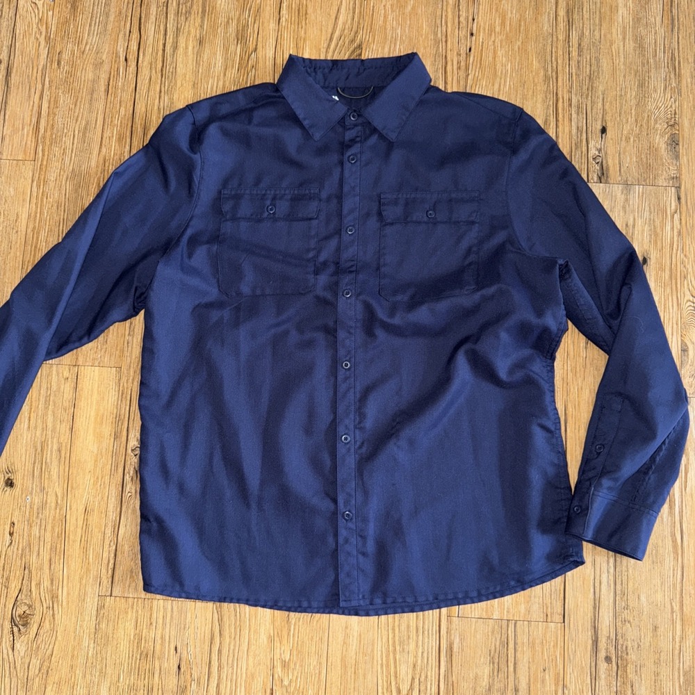 All in Motion Shirt Long Sleeve Button Up Size Large Blue Career Men Women #62